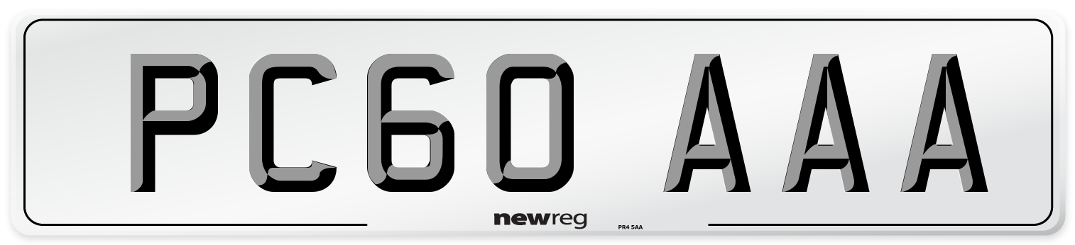 PC60 AAA Number Plate from New Reg